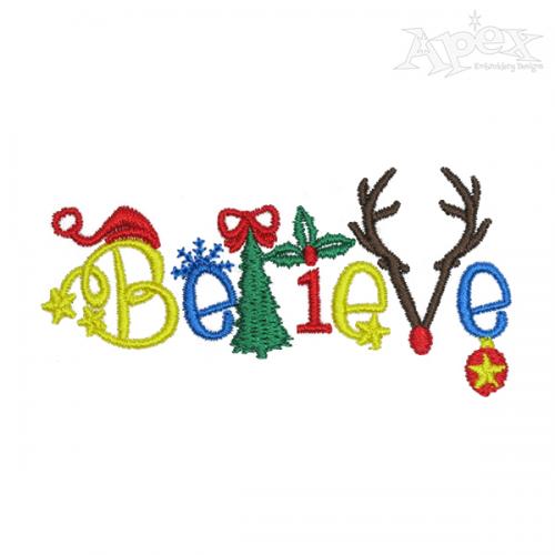 Christmas Believe Embroidery Design
