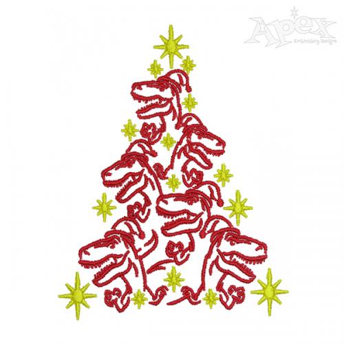 Dinosaur Christmas Tree Embroidery Design