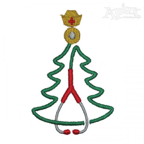 Stethoscope Medical Christmas Tree Embroidery Design