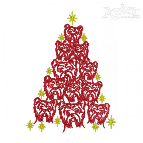 Yorkie Dog Christmas Tree Embroidery Design