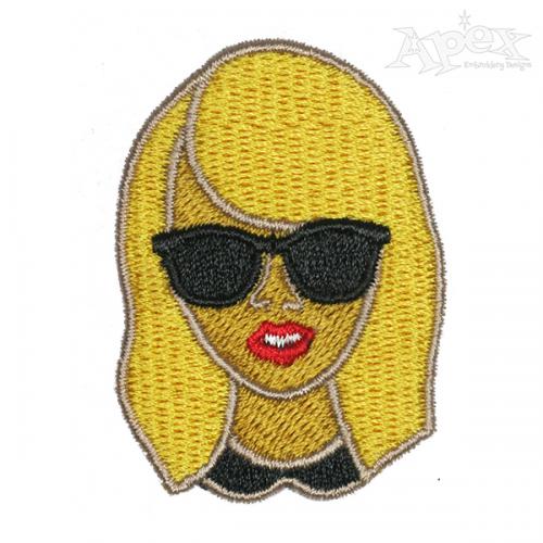 Lady With Sunglasses Embroidery Design