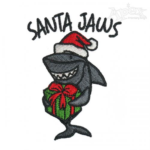 Santa Jaws Shark Embroidery Design