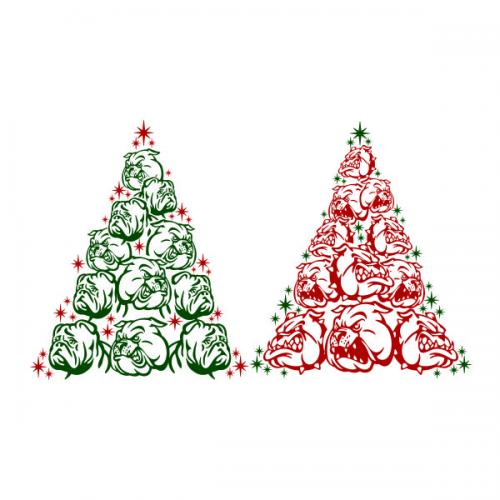 Bull Dog Christmas Tree SVG Cuttable Design