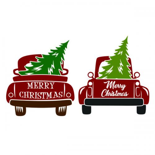 Merry Christmas Pickup Truck SVG Cuttable Design
