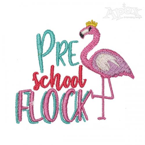 Pre School Flock Flamingo Embroidery Design