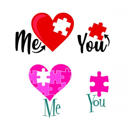 You've Got a Piece of My Heart You Complete Me Puzzle SVG Cuttable Design