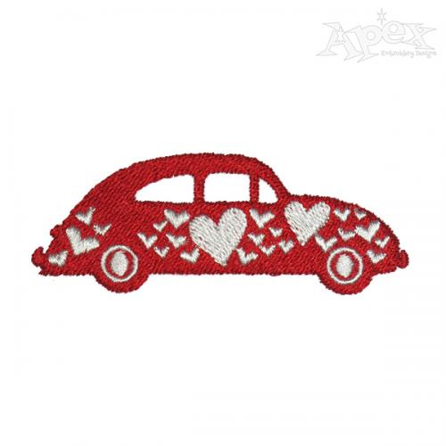 Love Bug Heart VW Car Hearts Embroidery Design