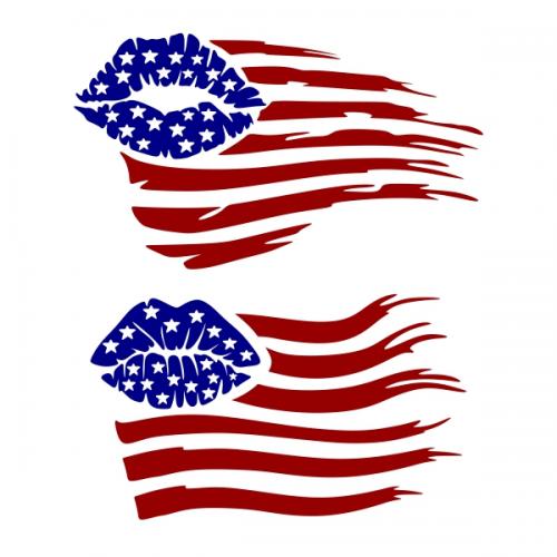 US Flag Lips SVG Cuttable Design