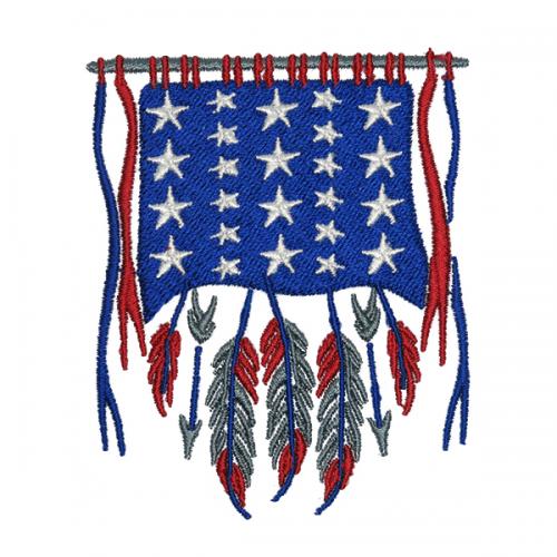 USA American Feather Flag Embroidery Design