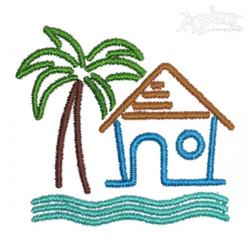 Beach House Line Embroidery Designs