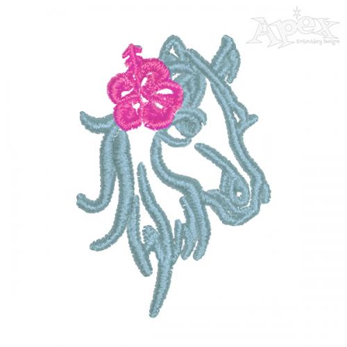 Hibiscus Horse Embroidery Design