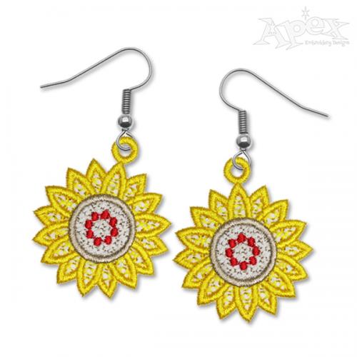 Sunflower Earrings Free Standing Lace ITH Embroidery Design