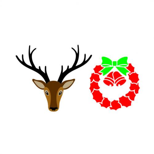 Christmas Reindeer and Wreath Cuttable Files