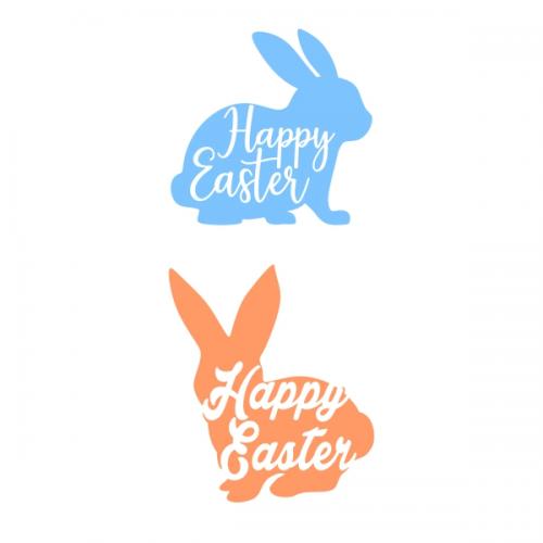 Happy Easter Bunny Silhouette SVG Cuttable Design