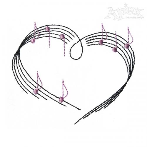 Valentine Music Embroidery Design