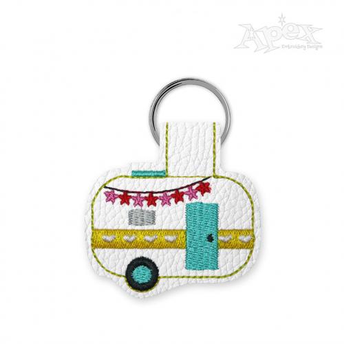 Camper Trailer ITH Embroidery Design Key Chain Key Fob