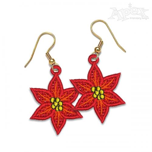 Poinsettia Earrings Free Standing Lace ITH Embroidery Design