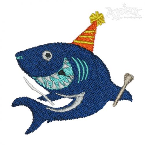 Birthday Party Shark Embroidery Design