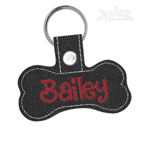 Dog Bone Pet Tag and KeyChain ITH Embroidery Design