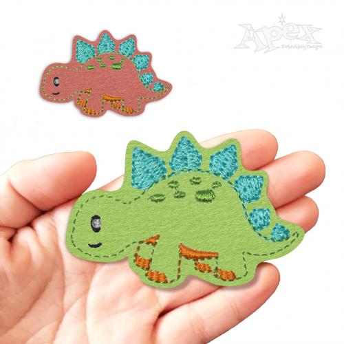 Stegosaurus Dinosaur Feltie ITH Embroidery Design