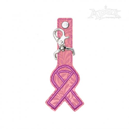 Ribbon Awareness Key Fob Keychain ITH In the Hoop Embroidery Design