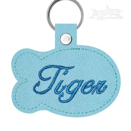 Tiger Pet Tag and Keychain ITH Embroidery Design