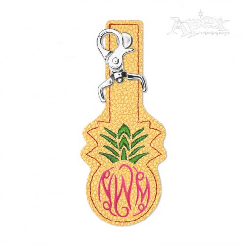 Pineapple Monogram Key Fob ITH Embroidery Design