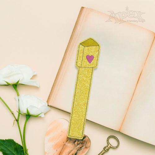 Heart Book Bookmark ITH Embroidery Design