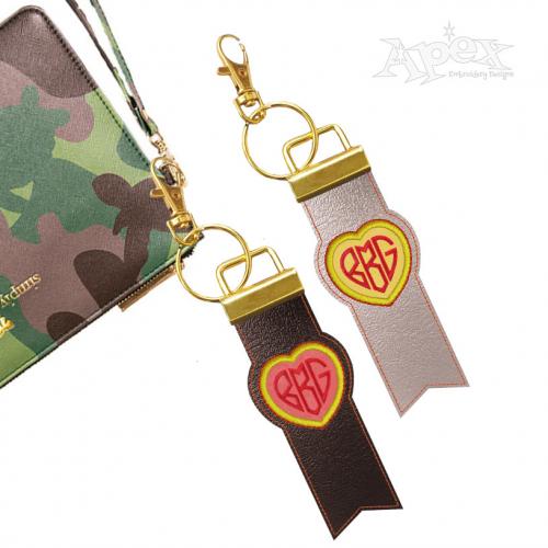 Heart Key Fob In the Hoop ITH Embroidery Design