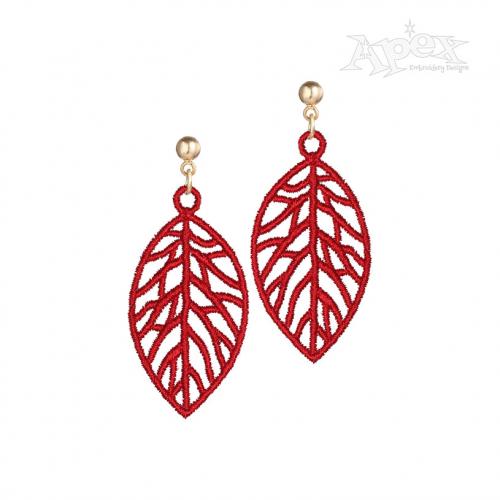 Leaf Earrings Free Standing Lace ITH Embroidery Design