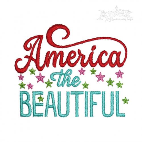 America The Beautiful Embroidery Design