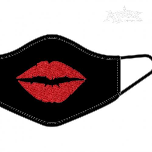 Red Lips Face Mask Embroidery Design