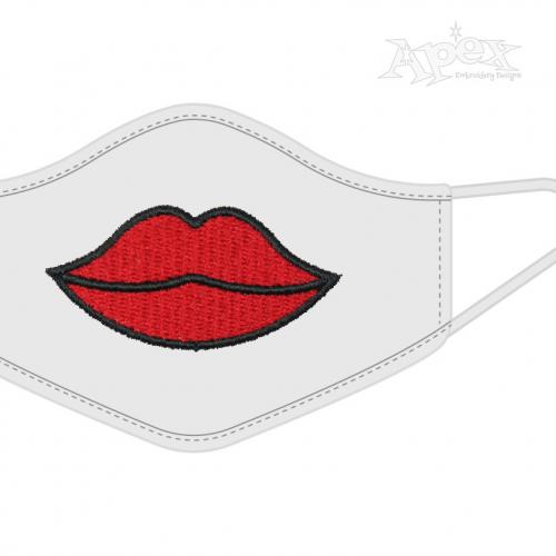 Lips Face Mask Embroidery Design