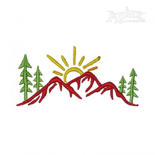 Mountains and Sun Embroidery Design