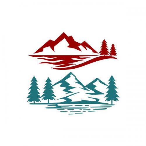 Mountain and Lake Decal Cuttable Design