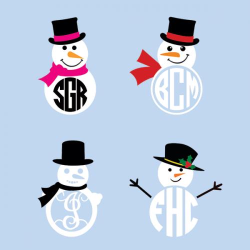 Snowman Monogram SVG Cuttable Files