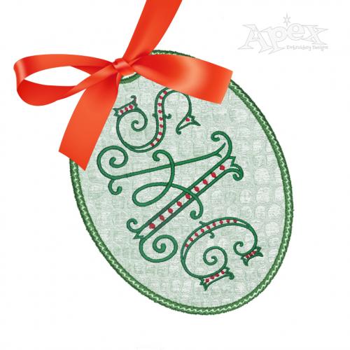 Oval Frame Gift Tag ITH Embroidery Design