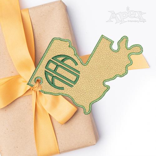 Louisiana State Gift Tag ITH Embroidery Design