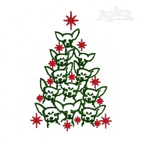 Chihuahua Christmas Tree Embroidery Design