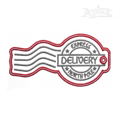 Christmas Express Delivery Stamp Tag ITH Embroidery Design