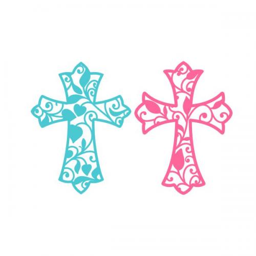 Floral Cross Decal Cuttable Design