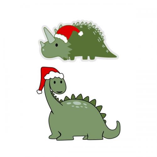 Christmas Santa Dinosaur Cuttable Design
