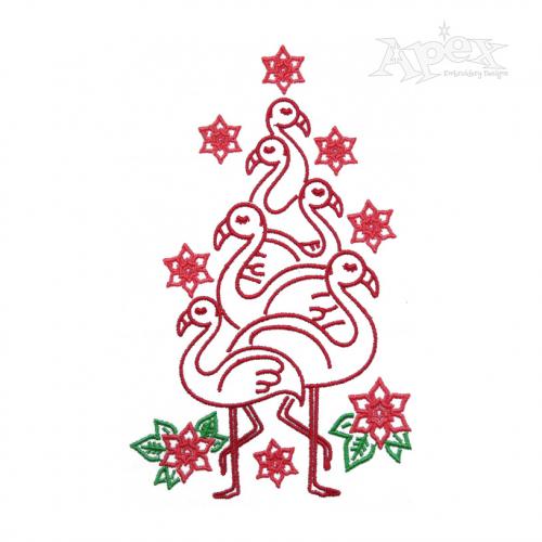 Standing Flamingo Christmas Tree Embroidery Design