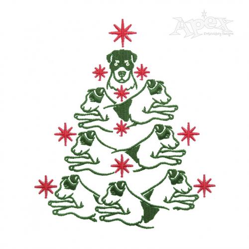 Jack Russell Terrier Christmas Tree Embroidery Design