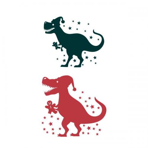 Christmas T-rex And Gingerbread Cuttable Design