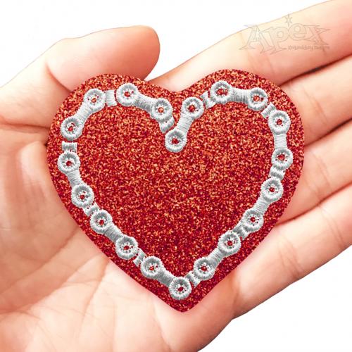 Bicycle Chain Heart Feltie ITH Embroidery Design