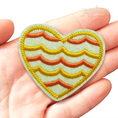 Chevron Pattern Heart Feltie ITH Embroidery Design