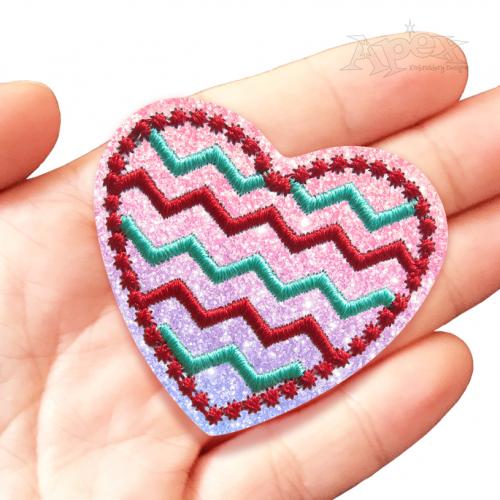 Chevron Heart Feltie ITH Embroidery Design