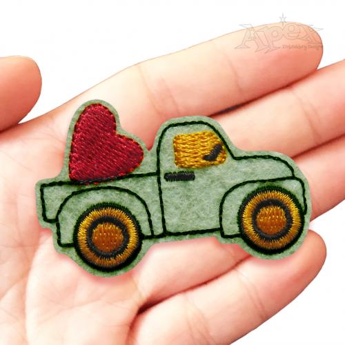 Love Heart Truck Feltie ITH Embroidery Design