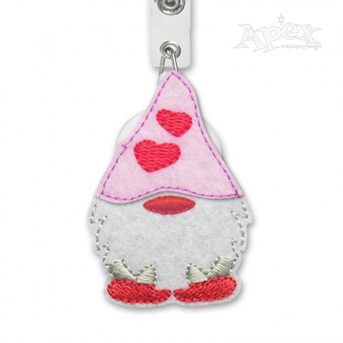 Valentine Hearts Gnome Feltie ITH Embroidery Design